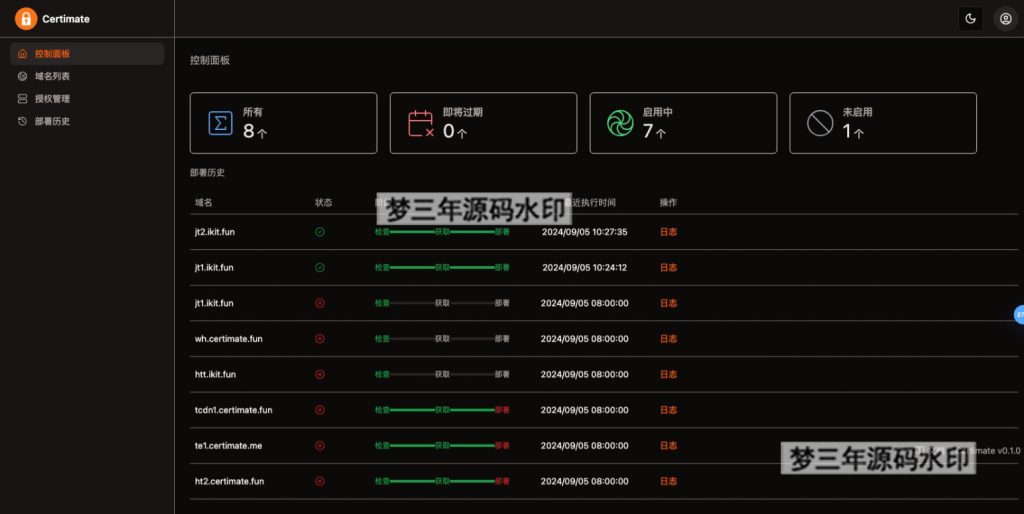 图片[4]-SSL证书管理系统工具网站源码，自动申请、部署SSL证书，并在证书即将过期时自动续期-梦三年Ym