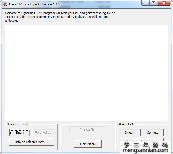 HijackThis(浏览器被劫持修复工具)v2.0.5-梦三年Ym
