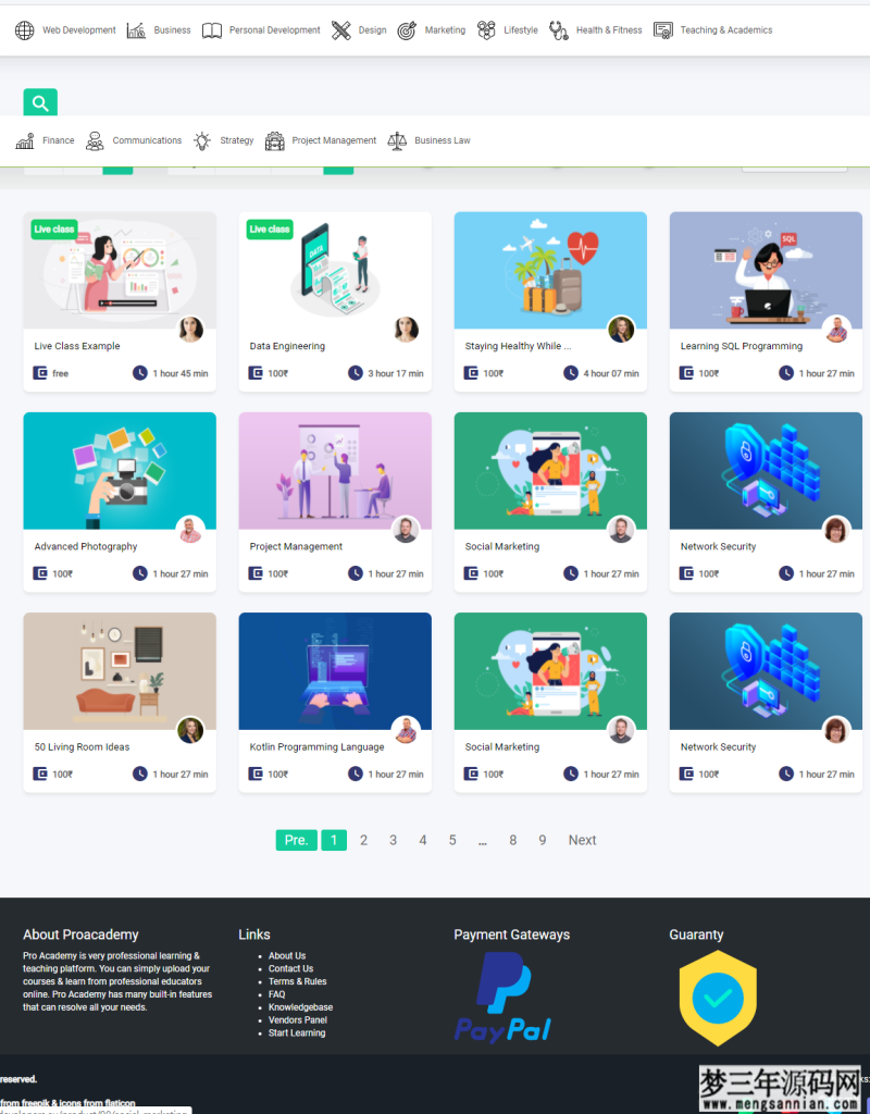 功能强大的国外商业PHP在线教育系统LMS源码直播课程系统_梦三年Ym
