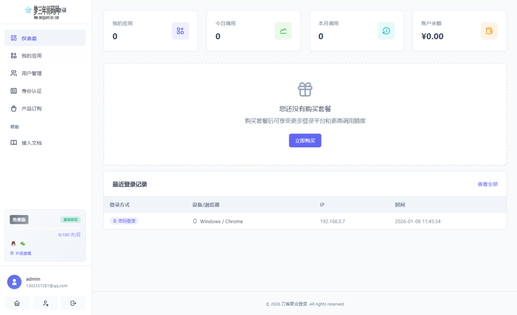 2026全新聚合登录系统源码 一栈式配置全部快捷登录接口_梦三年Ym