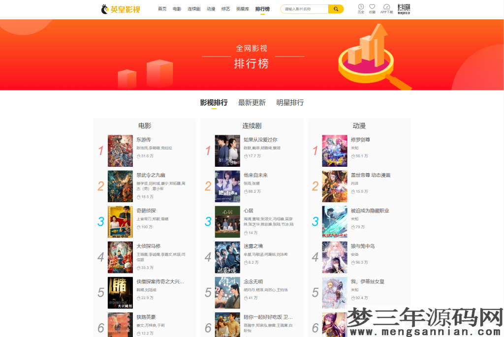 2022最新英皇cms影视网站系统源码多种模板自带采集支持APP亲测_梦三年Ym