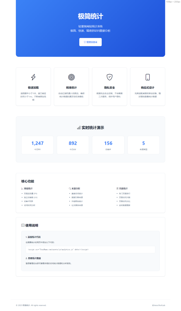 图片[2]_PHP网站统计系统源码 极简统计 支持本地部署_梦三年Ym