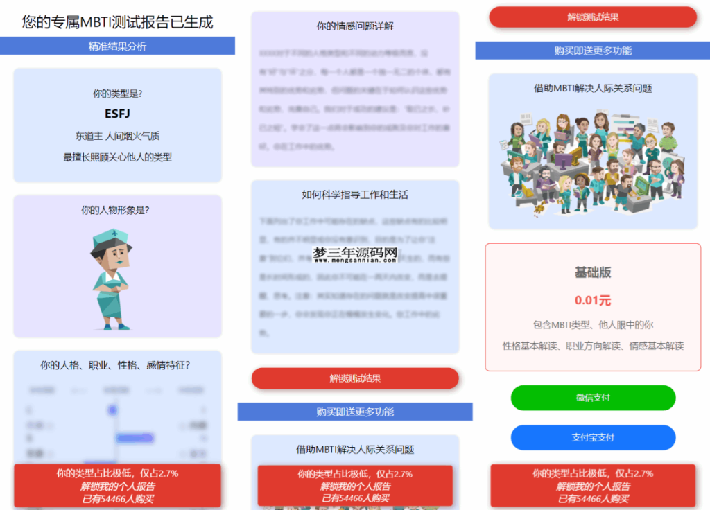 图片[3]_MBTI十六型人格职业性格测试源码完整版 亲测源码_梦三年Ym