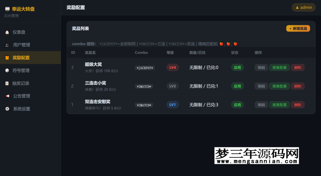 图片[3]_PHP幸运大转盘抽奖系统源码分享_梦三年Ym